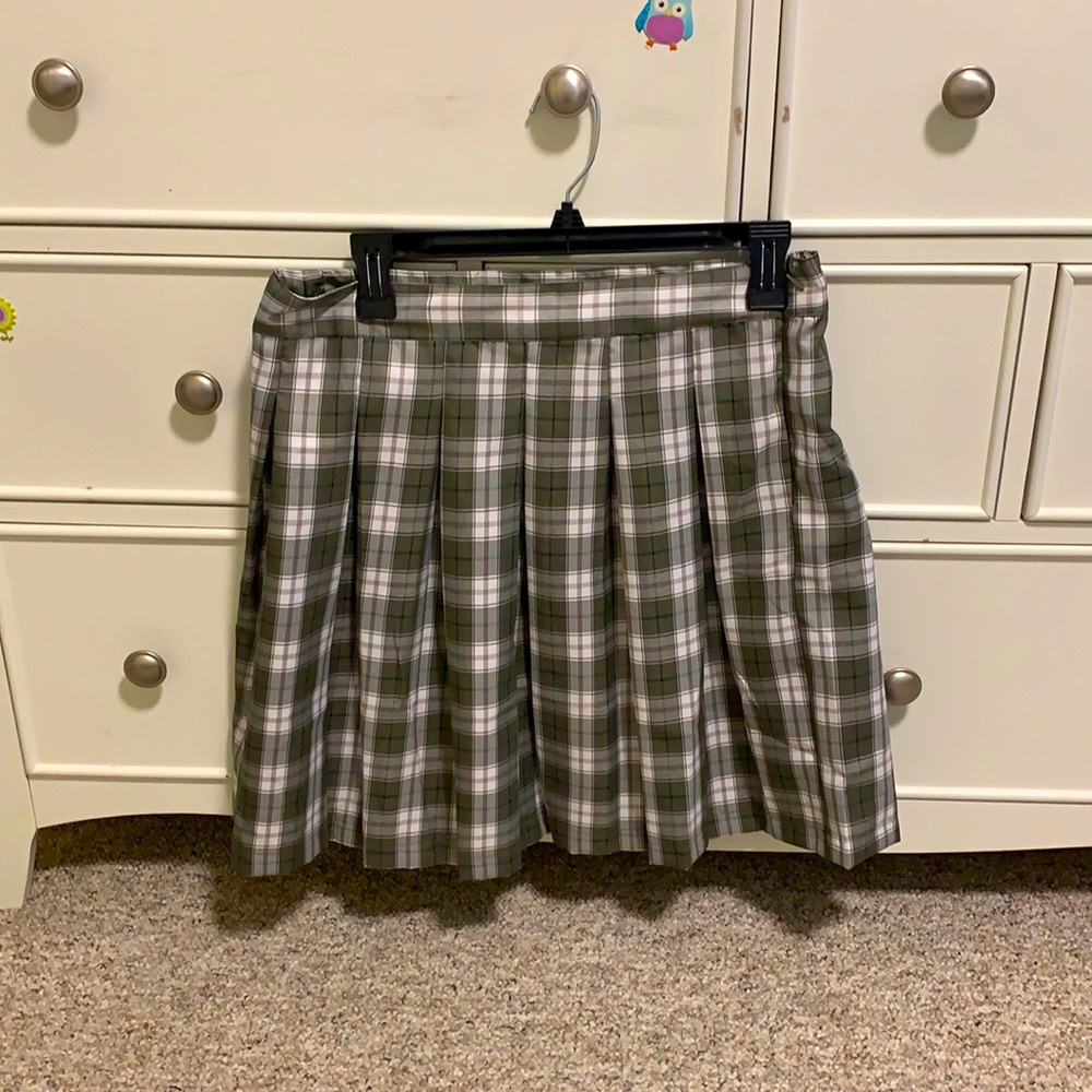 Green Pleated Skirt